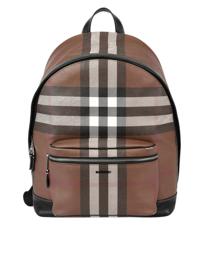 Burberry Check Backpack, &pound;550, Handbags, Black/Brown/Red/White, Canvas, Front view